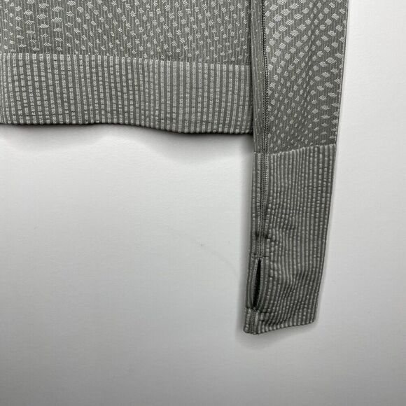 LULULEMON Rest Less 1/2 Zip Womens 4 Cropped Pullover Grip Warp Gray Green - Picture 4 of 9